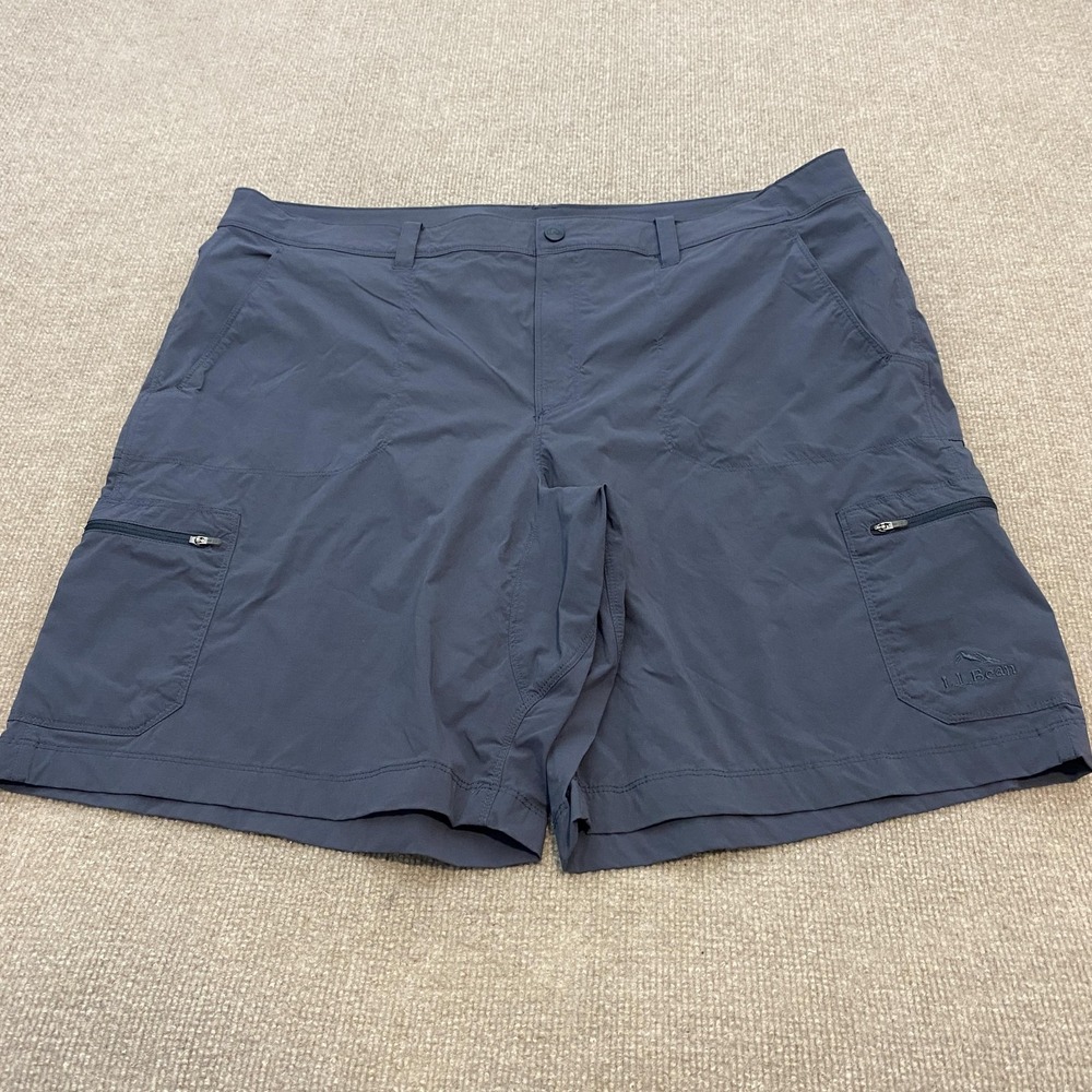 L.L. Bean Shorts Mens 42 Blue Nylon Stretch Quick Dry Hiking Cargo 8 Inch Inseam
